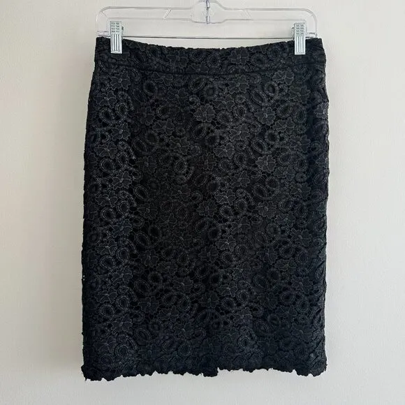 Kate Spade Black Crochet Lined Judy Lace Pencil Skirt Size 6