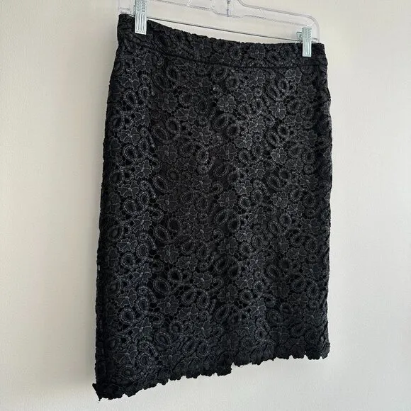 Kate Spade Black Crochet Lined Judy Lace Pencil Skirt Size 6