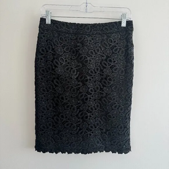 Kate Spade Black Crochet Lined Judy Lace Pencil Skirt Size 6