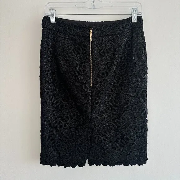 Kate Spade Black Crochet Lined Judy Lace Pencil Skirt Size 6