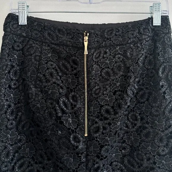 Kate Spade Black Crochet Lined Judy Lace Pencil Skirt Size 6