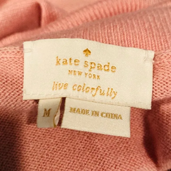 Kate Spade wool blend pale pink turtleneck sweater w/ front pockets. Medium