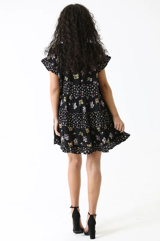KELLY MIX PRINT BABYDOLL DRESS