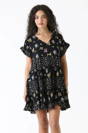 KELLY MIX PRINT BABYDOLL DRESS