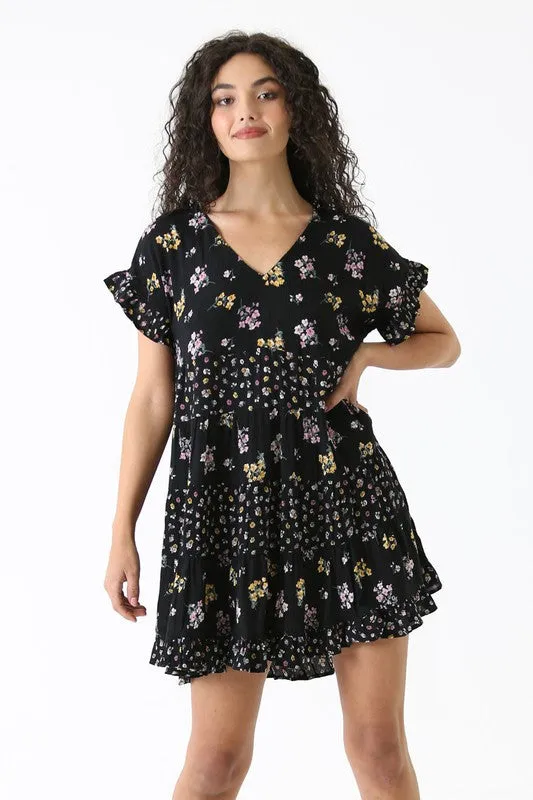 KELLY MIX PRINT BABYDOLL DRESS