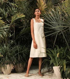 Khara Kapas   -   Ocean Pearl White sleeveless fit & flare dress - Another Day in Paradise