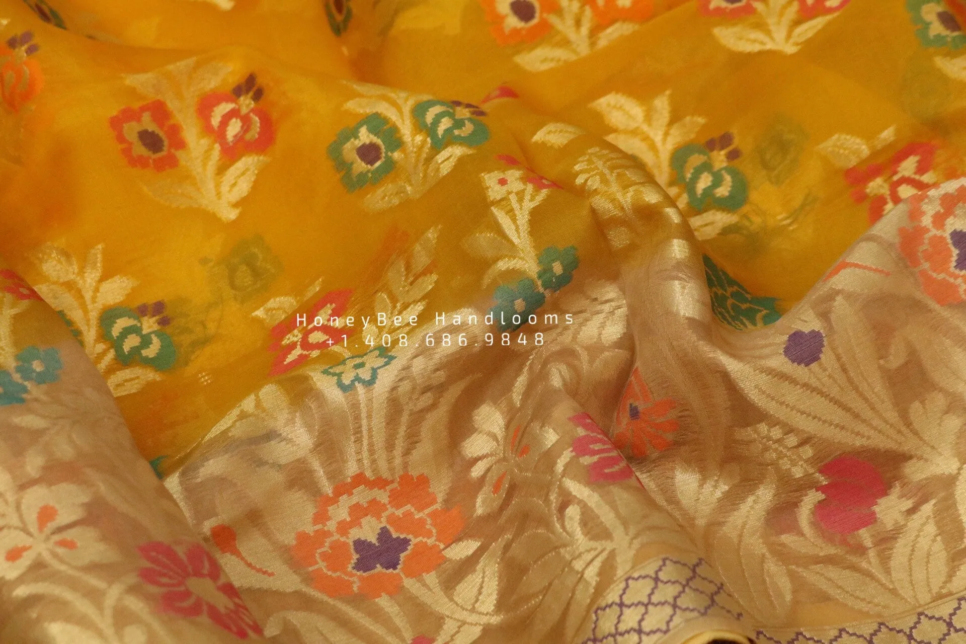 Kora banaras Sarees online,South Indian Sarees,Pure Silk Sarees,banaras Saree, pattu saree,Zari saree,yellow saree - NIHIRA