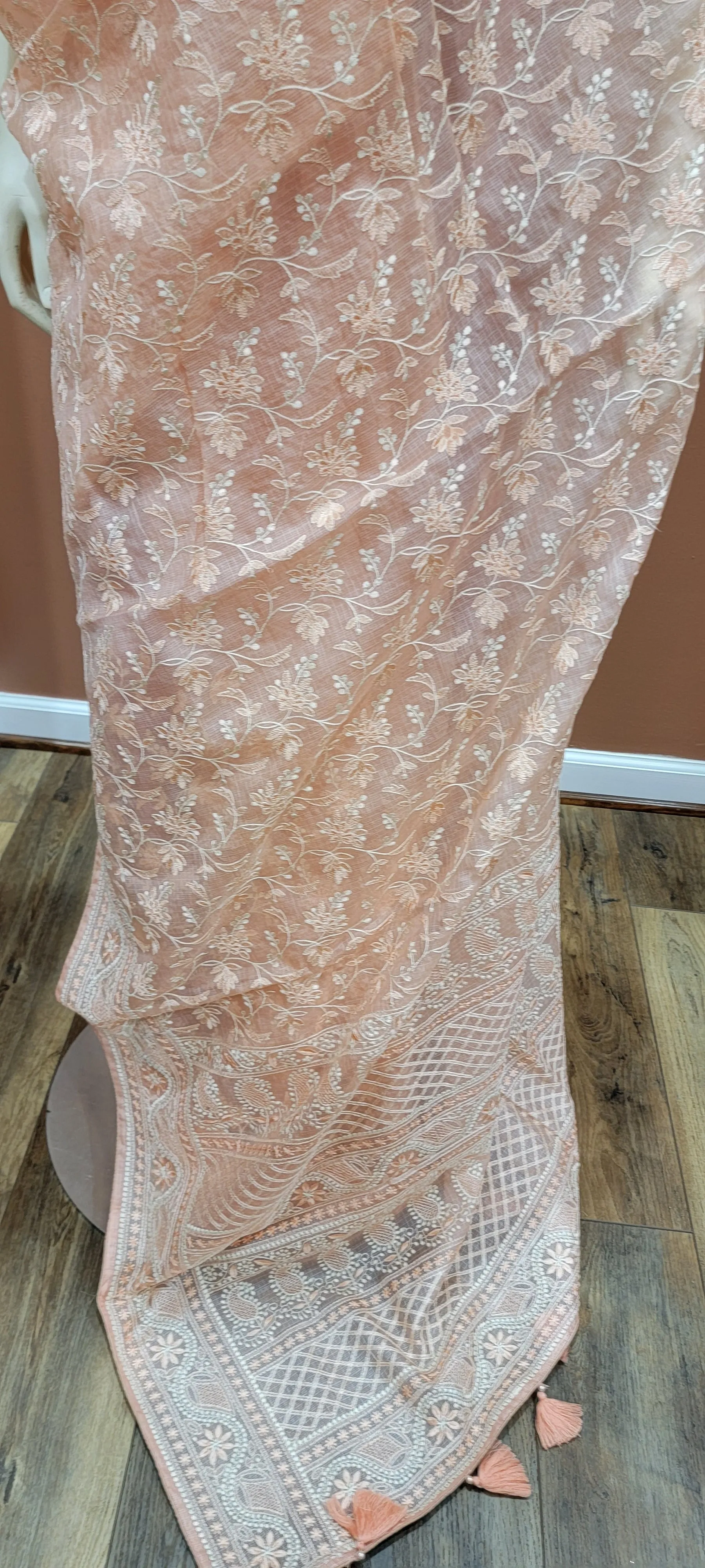 Kota Tussar Saree w/  white Raw Silk Blouse