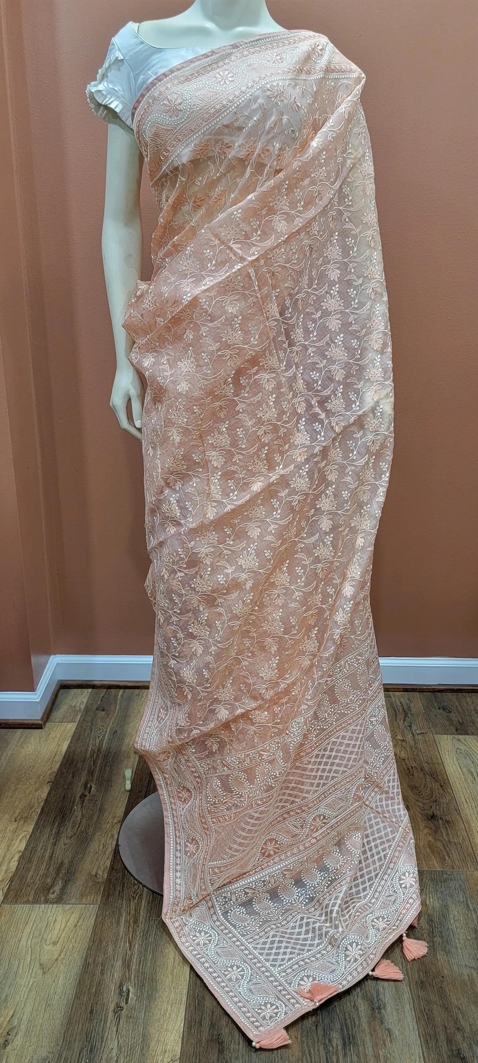 Kota Tussar Saree w/  white Raw Silk Blouse