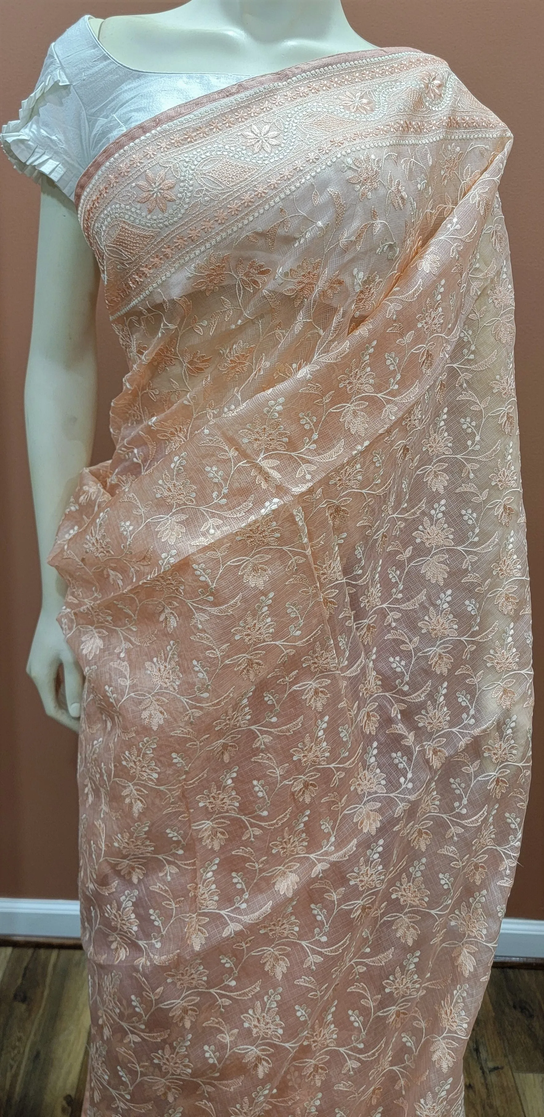 Kota Tussar Saree w/  white Raw Silk Blouse