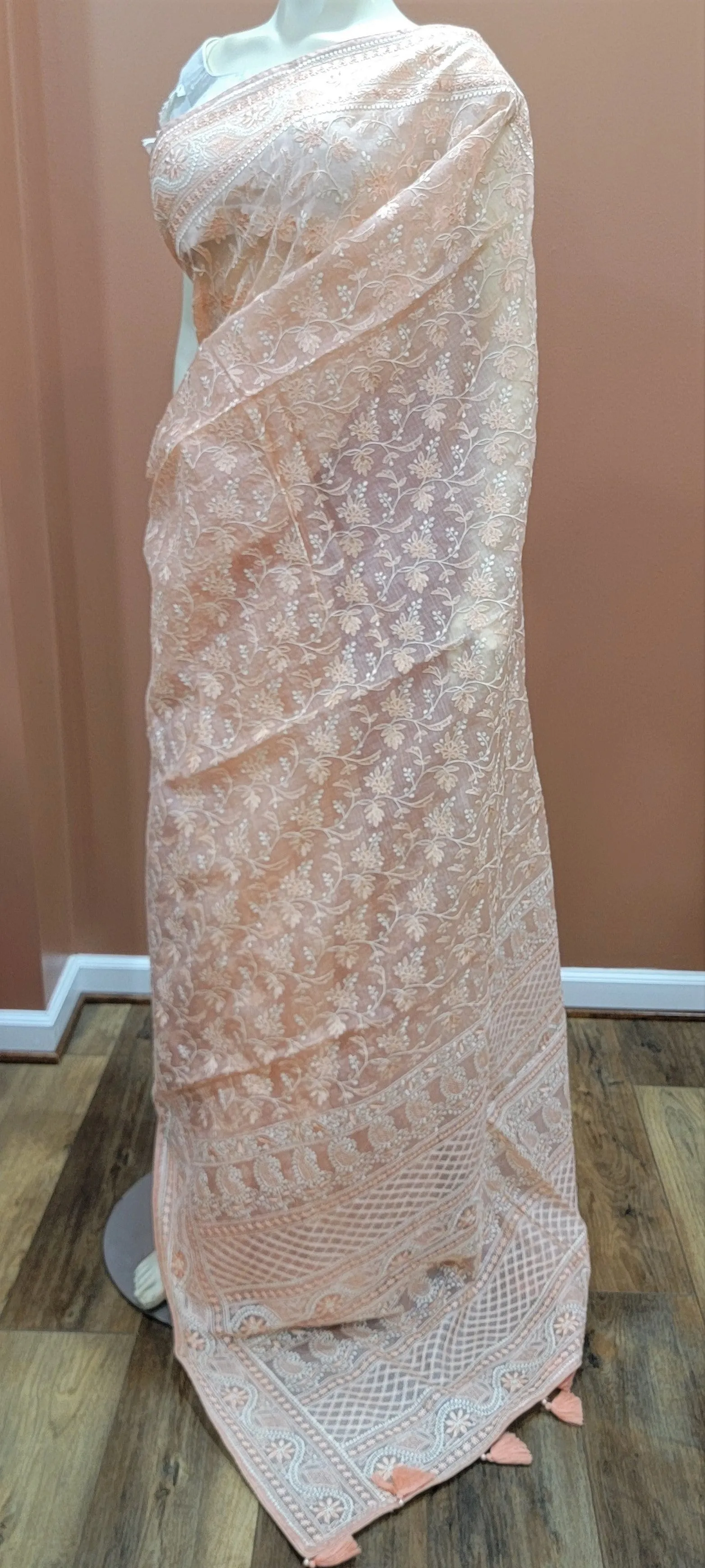 Kota Tussar Saree w/  white Raw Silk Blouse