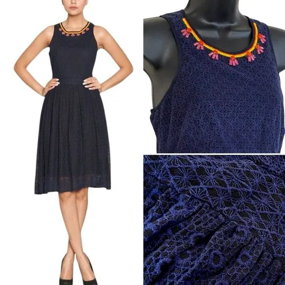 Label by Ritu Kumar Beaded Embroidered Sleeveless Fit Flare Dress Sz XS