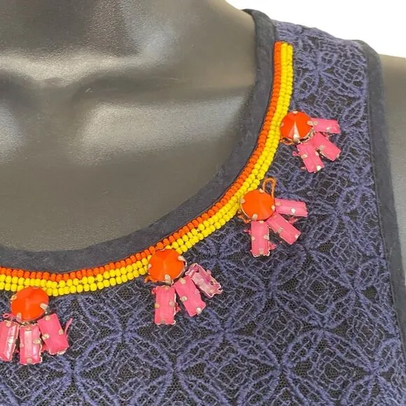 Label by Ritu Kumar Beaded Embroidered Sleeveless Fit Flare Dress Sz XS