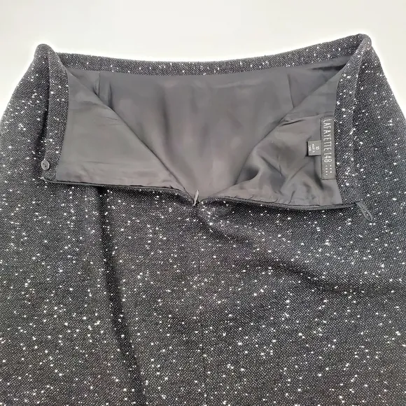 Lafayette 148 New York Virgin Wool Mix Black / White Tweed Pencil Skirt