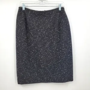 Lafayette 148 New York Virgin Wool Mix Black / White Tweed Pencil Skirt