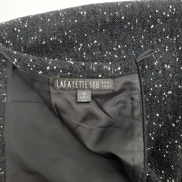 Lafayette 148 New York Virgin Wool Mix Black / White Tweed Pencil Skirt