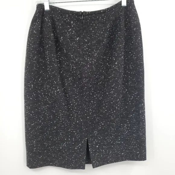 Lafayette 148 New York Virgin Wool Mix Black / White Tweed Pencil Skirt