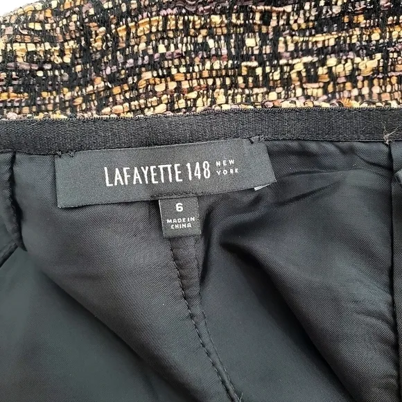 Lafayette 148 New York Wool Mix Brown Black Tweed Pencil Skirt