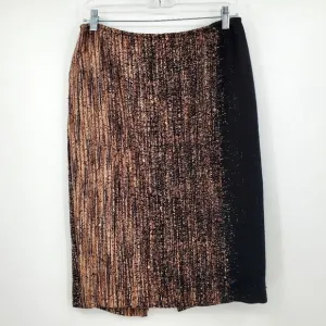 Lafayette 148 New York Wool Mix Brown Black Tweed Pencil Skirt