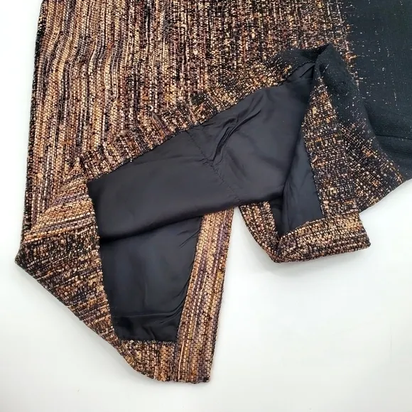 Lafayette 148 New York Wool Mix Brown Black Tweed Pencil Skirt