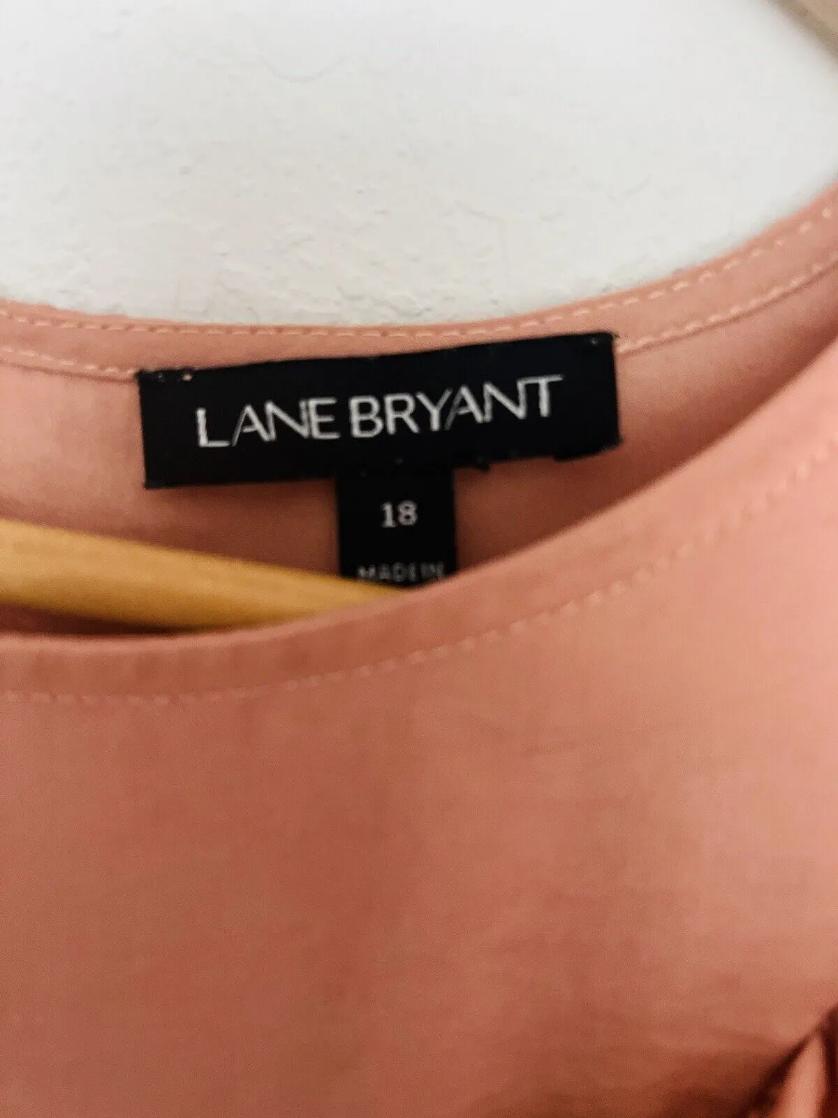 LANE BRYANT Blush Pink Long Sleeve Ruffled Blouse Plus Sz 18 Top Career Office