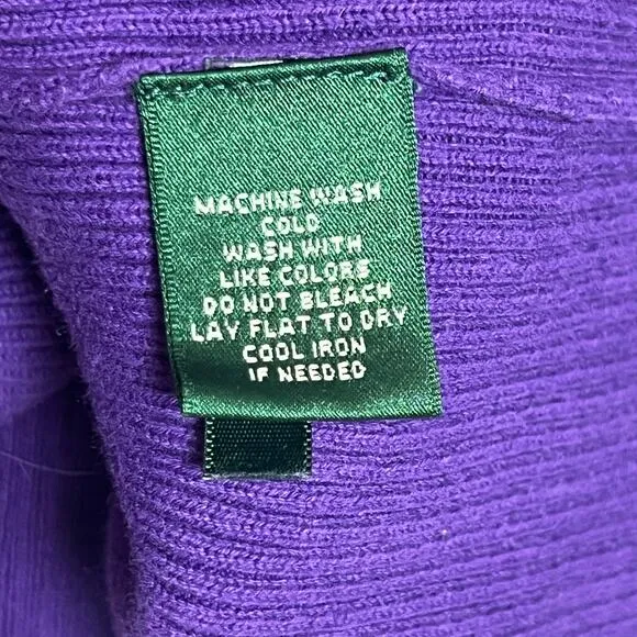 Lauren Ralph Lauren  Purple Ribbed Turtleneck Sweater XL