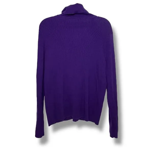 Lauren Ralph Lauren  Purple Ribbed Turtleneck Sweater XL