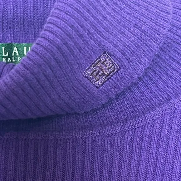 Lauren Ralph Lauren  Purple Ribbed Turtleneck Sweater XL