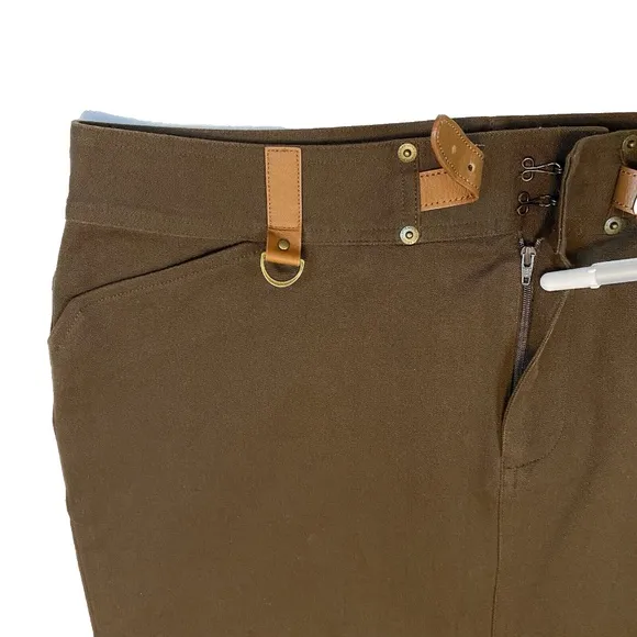 Lauren Ralph Lauren Vintage Brown Belted Pencil Skirt Size 12 Pockets Back Slit