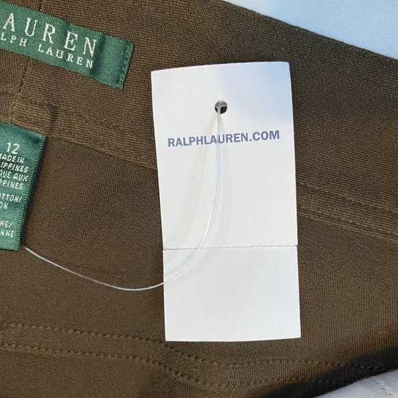 Lauren Ralph Lauren Vintage Brown Belted Pencil Skirt Size 12 Pockets Back Slit