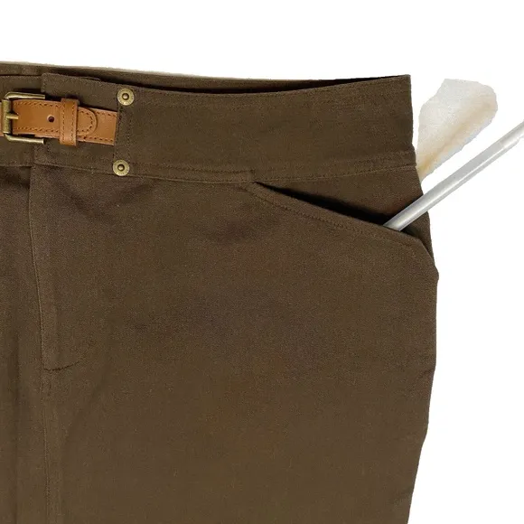 Lauren Ralph Lauren Vintage Brown Belted Pencil Skirt Size 12 Pockets Back Slit