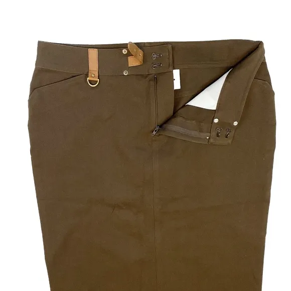 Lauren Ralph Lauren Vintage Brown Belted Pencil Skirt Size 12 Pockets Back Slit
