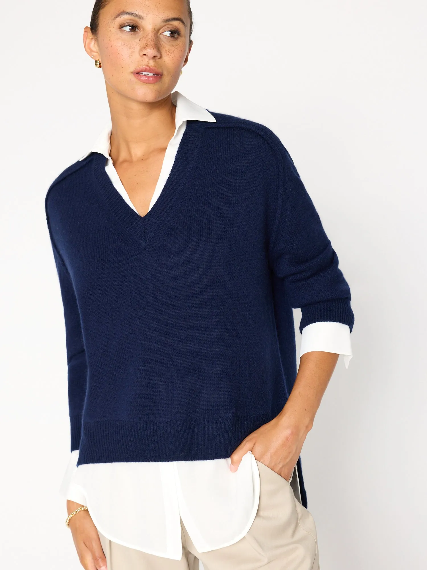 Layered V-Neck Pullover