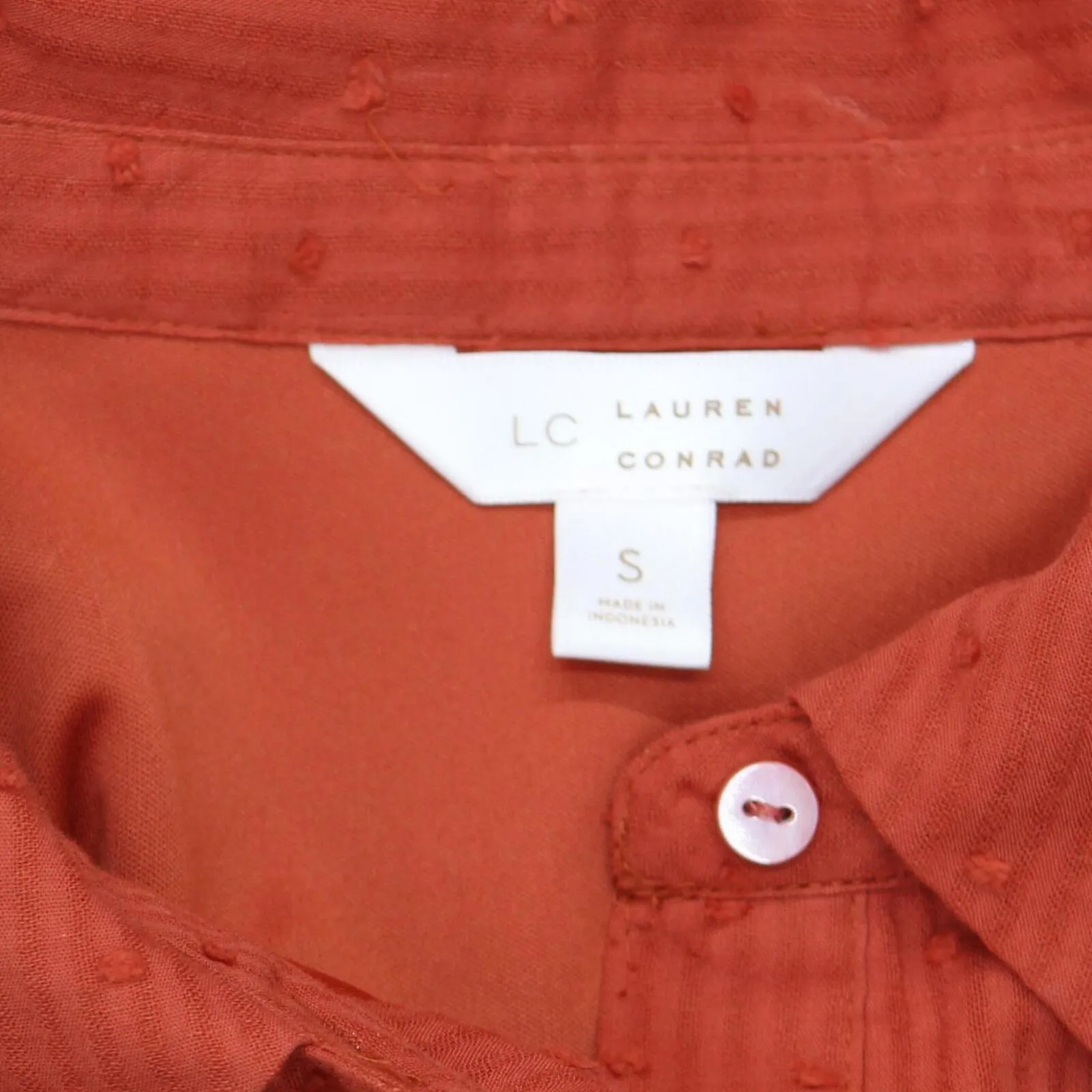 LC Lauren Conrad Womens Pintuck Belted Fit and Flare Dress Burnt Orange Red S