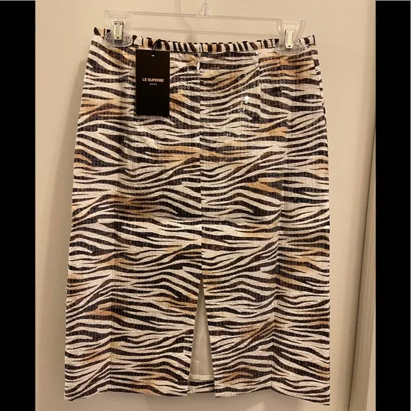 Le Superbe Zebra Sequin Pencil Skirt