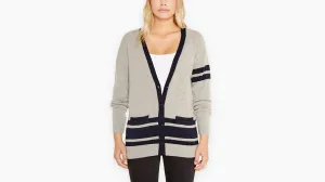 Levi's Wool Striped Boyfriend Fit V-Neck Cardigan Sweater Size XS