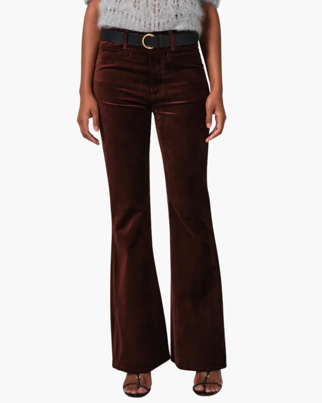 LILAH FLARE WITH WELT POCKET VELVET IN CHOCOLATE MILK