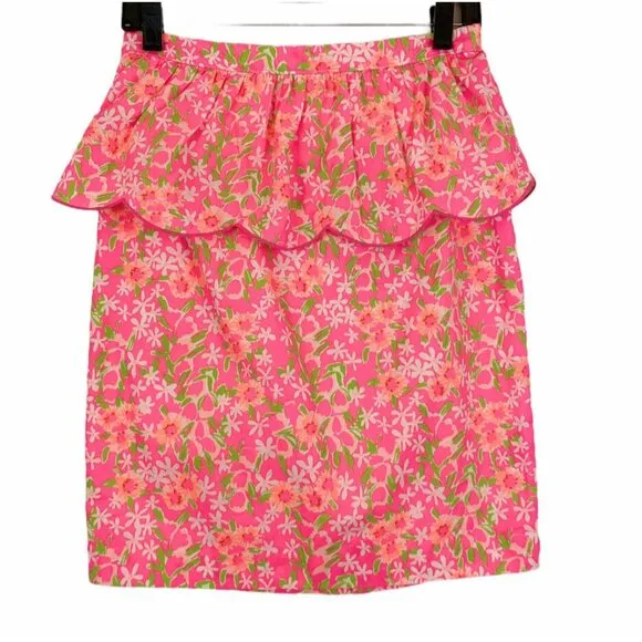 Lilly Pulitzer Pencil Thyme Skirt Fiesta Pink Everything Nice Size 6 Floral $128