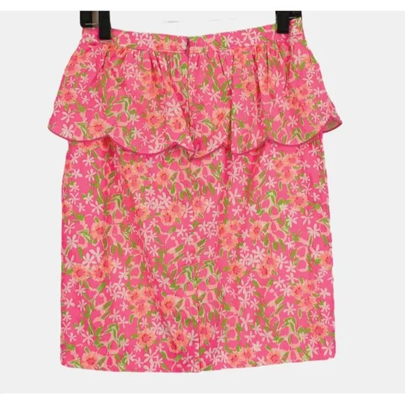 Lilly Pulitzer Pencil Thyme Skirt Fiesta Pink Everything Nice Size 6 Floral $128