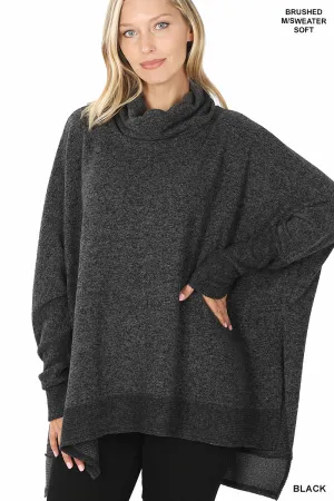 Living For Fall Poncho Black