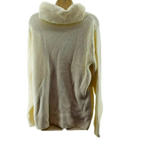 Liz Claiborne Cream Ribbed Sweater Turtleneck Pullover Womens Xlarge