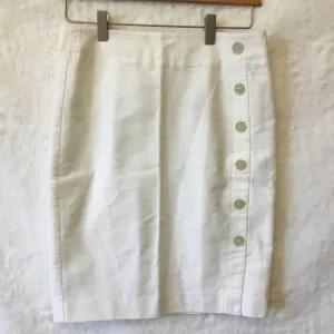 Loft White Button Detail Pencil Skirt