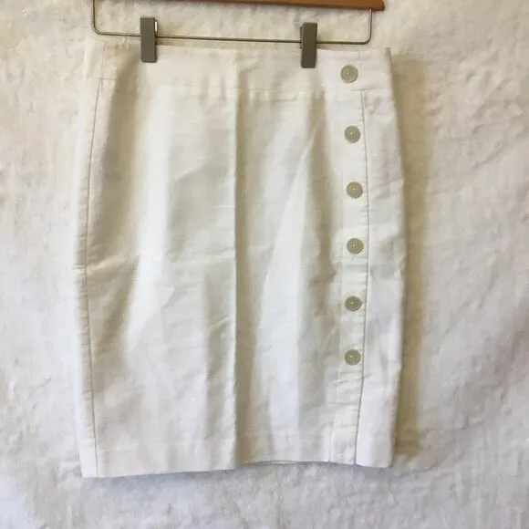 Loft White Button Detail Pencil Skirt