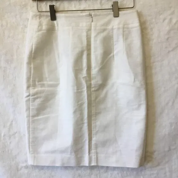 Loft White Button Detail Pencil Skirt
