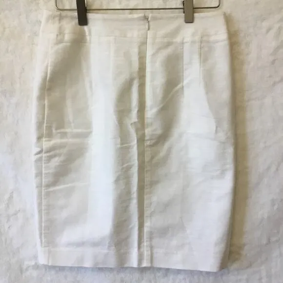 Loft White Button Detail Pencil Skirt