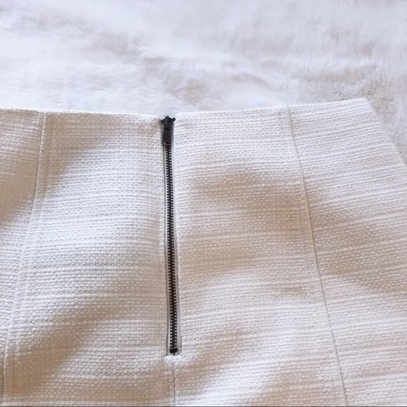 LOFT White Mini Pencil Zip Skirt