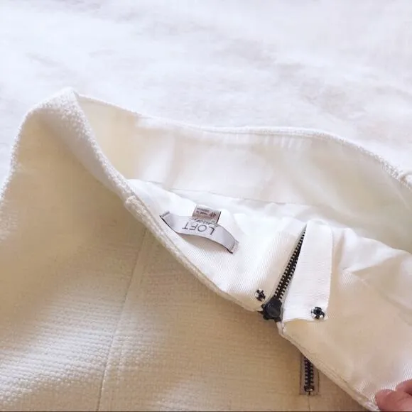 LOFT White Mini Pencil Zip Skirt