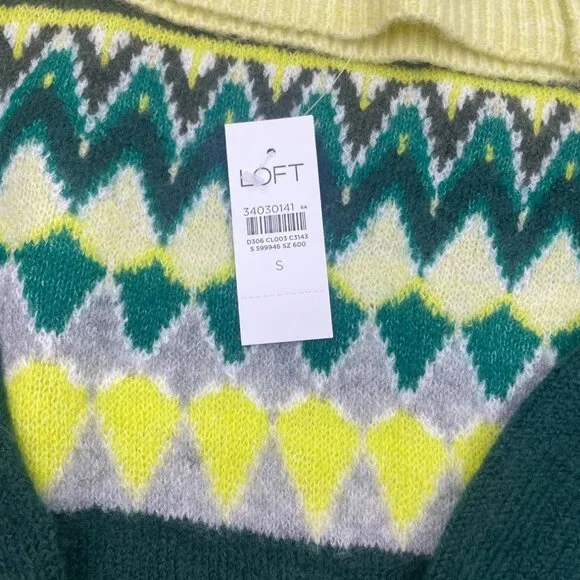 LOFT Women Chevron Stitched Turtleneck Sweater SMALL