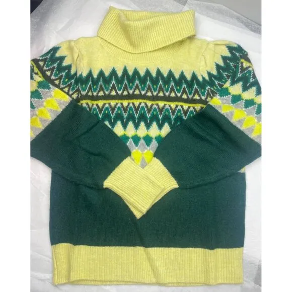 LOFT Women Chevron Stitched Turtleneck Sweater SMALL