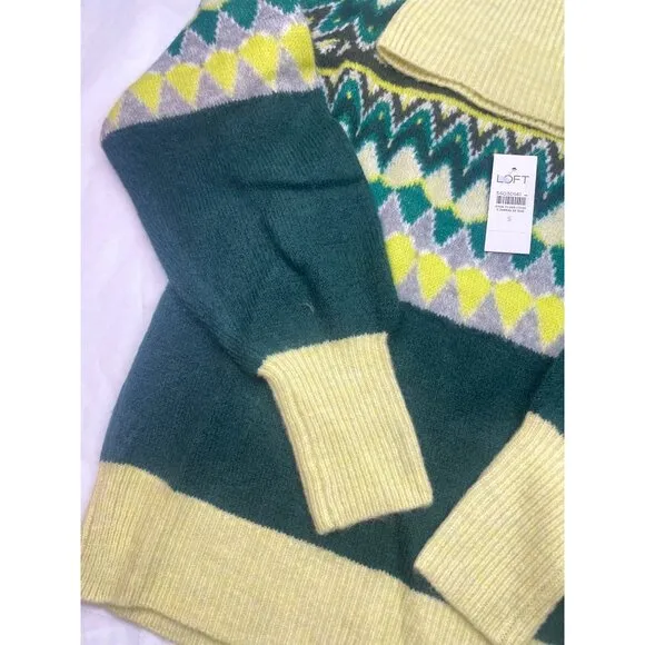 LOFT Women Chevron Stitched Turtleneck Sweater SMALL
